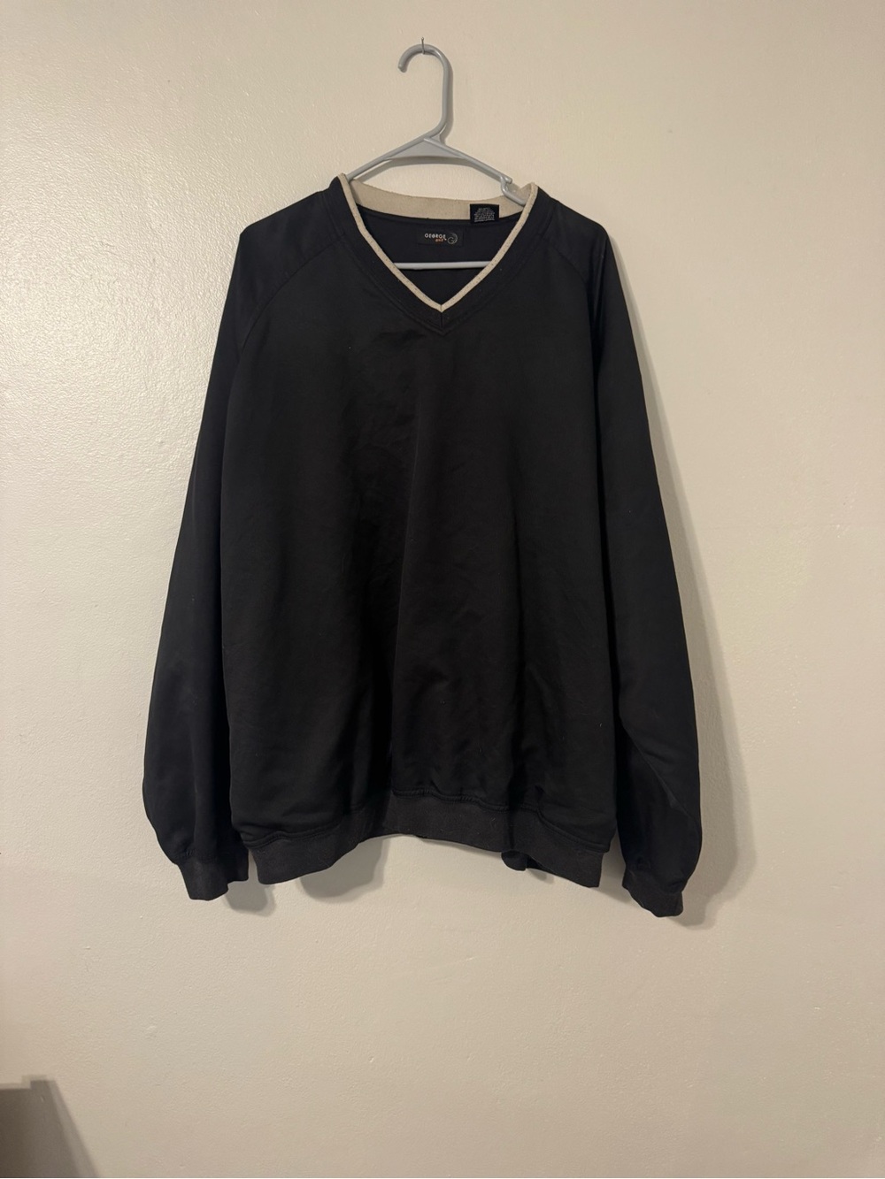George Black V-Neck Sweater with Cream Trim